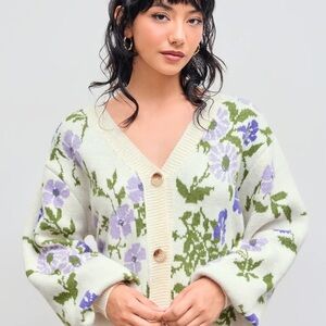Cider Tea in the Garden Floral Knit Cardigan